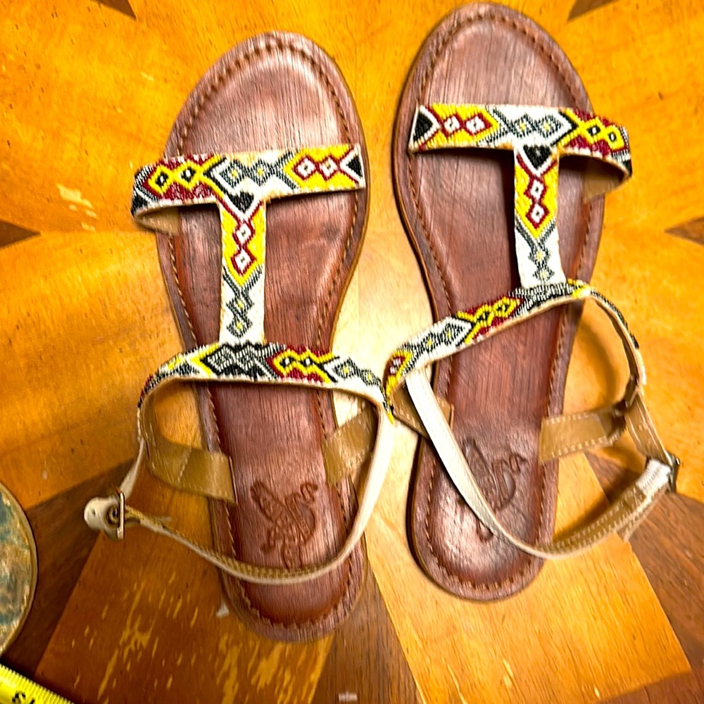 Freebird beaded sandals/flats. Run small. Would fit 9-9.5.